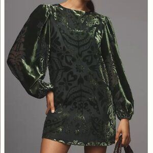 Farm Rio x Anthropologie Long Sleeve Velvet Mini Dress